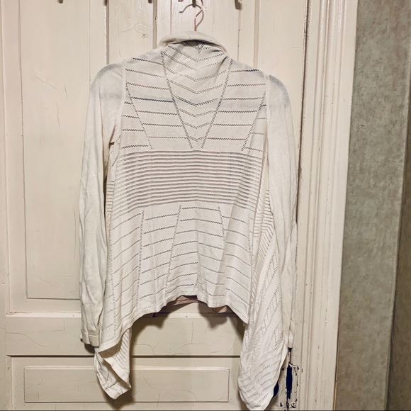 ADD ON $5 - White Open Front Cardigan w/ Pointelle Detailing - Picture 3 of 3
